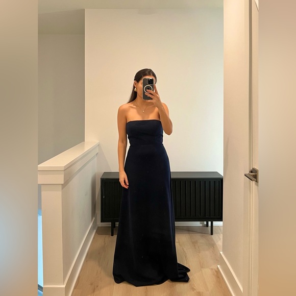 BHLDN Dresses & Skirts - BHLDN Strapless Navy Blue Maxi Dress - Size 4